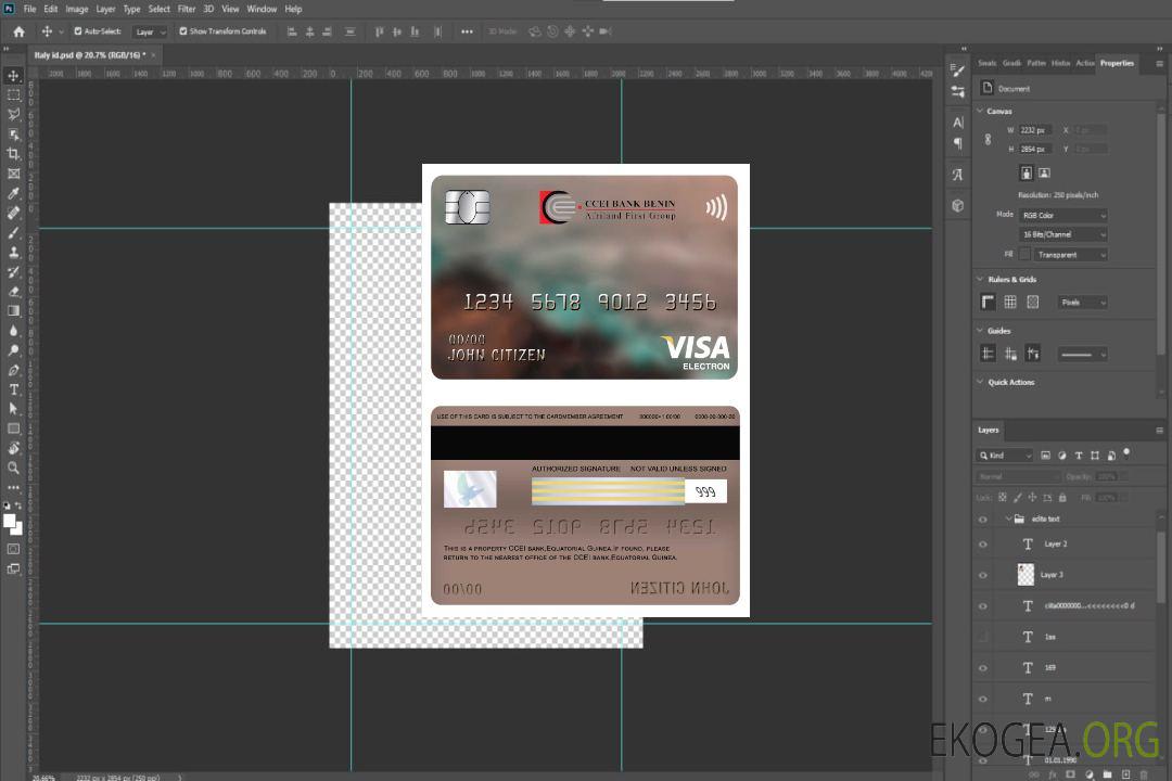 Carte électronique visa bancaire CCEI de Guinée équatoriale template Carte électronique visa bancaire CCEI de Guinée équatoriale template